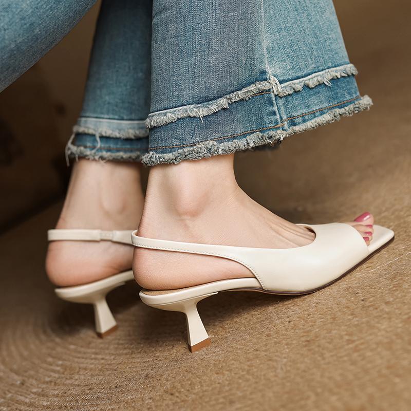 Fashion 2025 New Summer Women Sandals Kid Suede Leather Women Shoes Peep Toe Chunky Heel Concise Designer Sandals