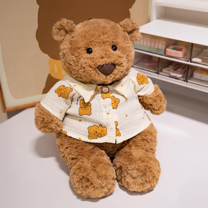 Cartoon Barcelona Bear Doll Brown Clothes Teddy Bear Plush Toy Doll Children's Pillow Doll Gift