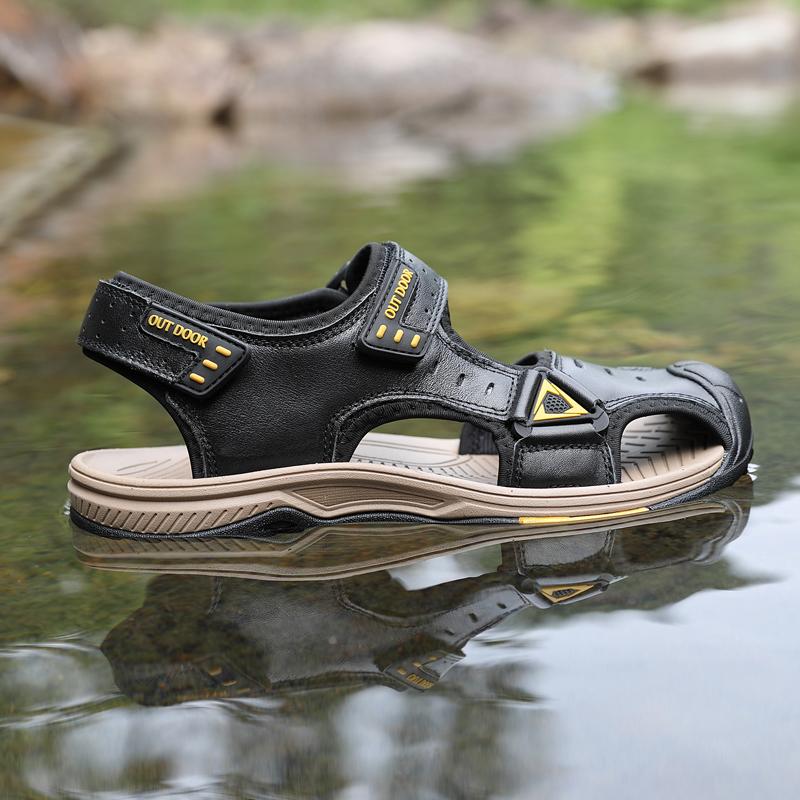 TUINANLE Classic Mens Sandals Summer Leather Sandals Men Outdoor Casual Lightweight Beach Shoes Fashion Men Sneakers Size 38-46