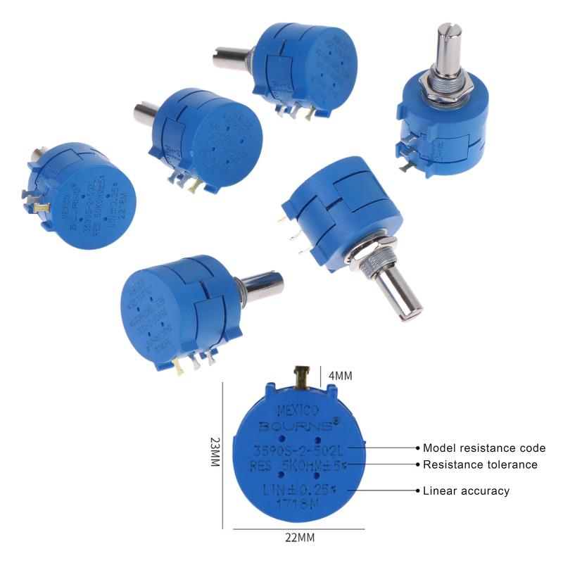 3590S-2 Multiturn Wire Wound Potentiometer For Electronic Circuit Diy Project 1K 2K 5K 10K 20K 50K 100K 100R 200R 500R