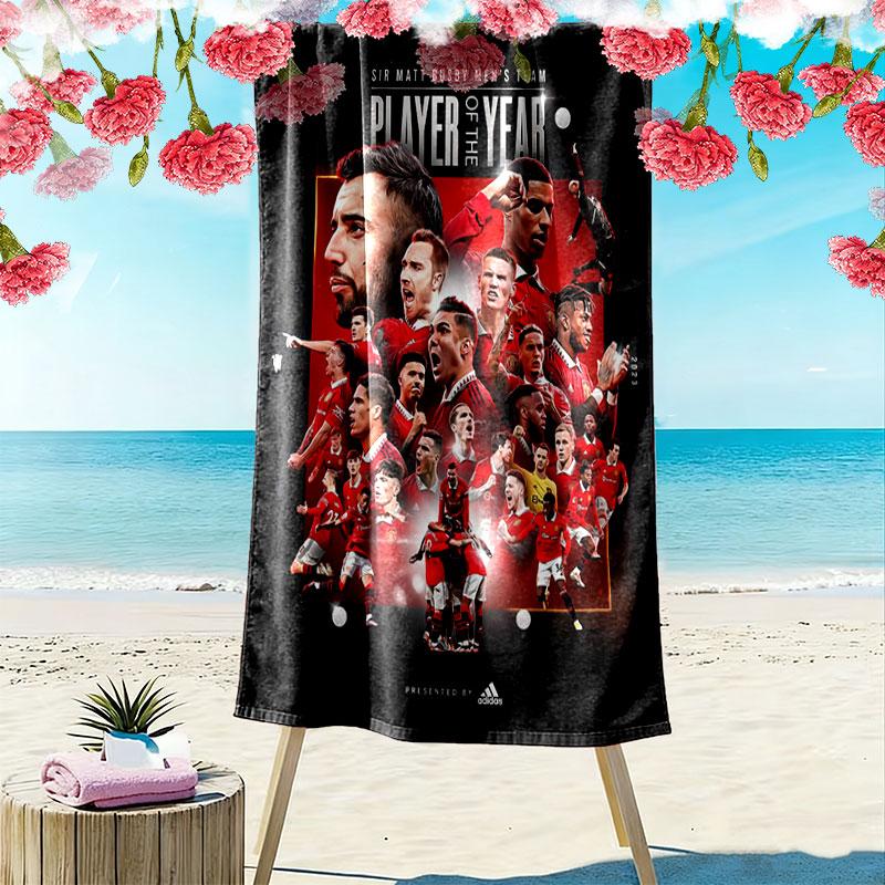 Manchester United Aufdruck Strandtuch, Großes Weiches Schnelltrocknendes Handtuch für Strand Camping Schwimmen