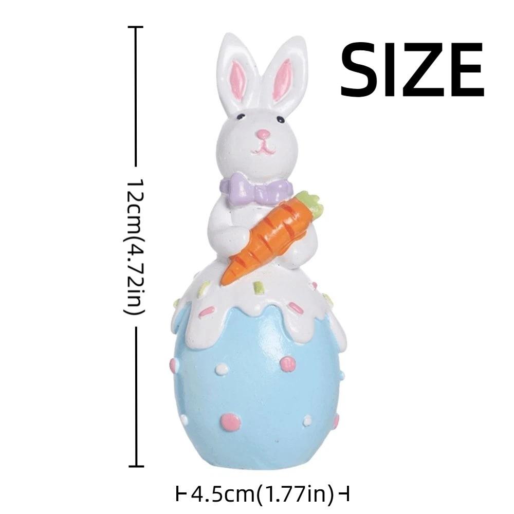 Colorful Easter Bunny Figurine Hand-Painted Cartoon Rabbit Statue  Tabletop Decor