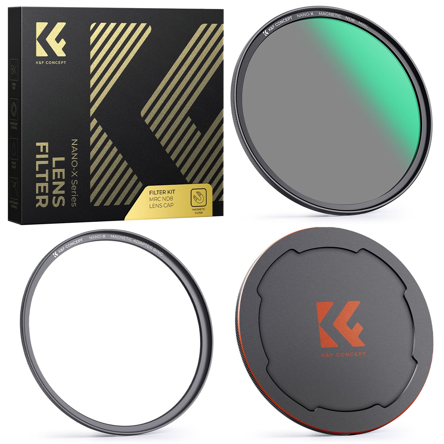 

CONCEPT 49mm Magnetic ND8 Lens Filter with Lens Magnetic Easy Made in Japan with AGC Optical Low Nano and Ideal for Landscape Includes Adapter K&F