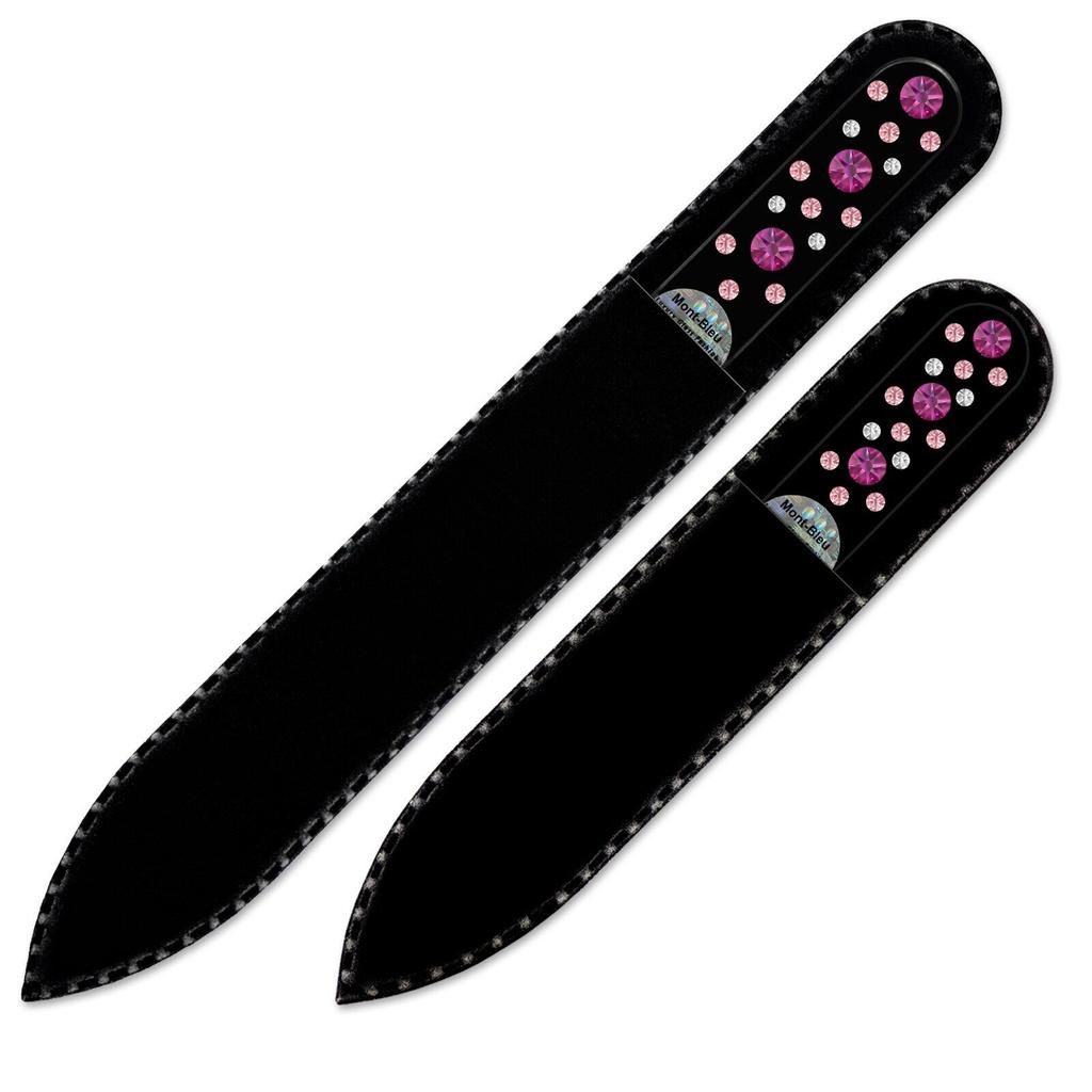 Set of 2 Black Glass Nail Files with Crystals CNB-MS