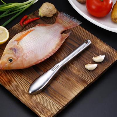 Scale Scraper Stainless Steel Ergonomic Handle Fish Scale Remover Sharp Sawtooth Fish Skin Scaler for Home Kitchen