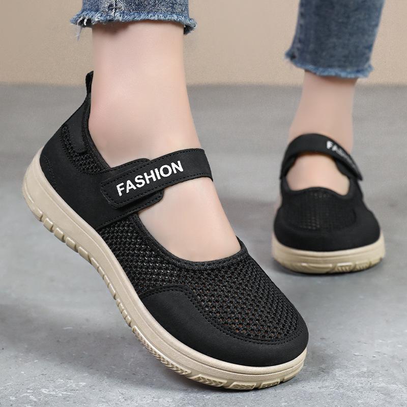 Women's Shoes Velcro Casual Shoes Soft Sole Not Tired Feet Middle-aged and Elderly Mother Shoes Summer Mesh Breathable Not Stuffy Feet Single Shoes