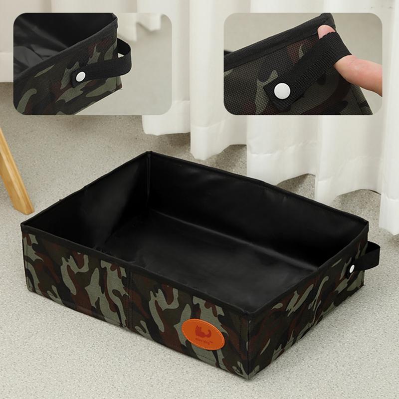 Foldable Litter Box Oxford Cloth Folding Litter Pan Leak-Proof Waterproof Pet Toilet Kitten Litterbox For Car Camping Road Trip