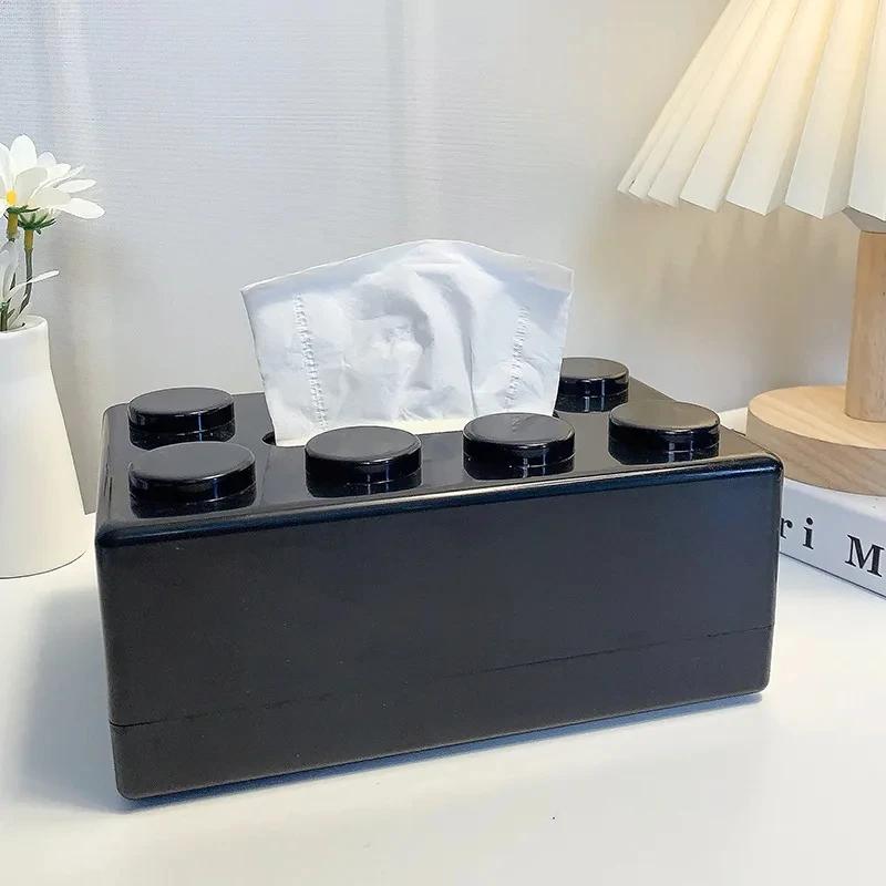 Spring Building Block Tissue Box Wall-mounted Paper Holder Bathroom Waterproof Face Towel Storage Box Punch-free Tissue Boxes