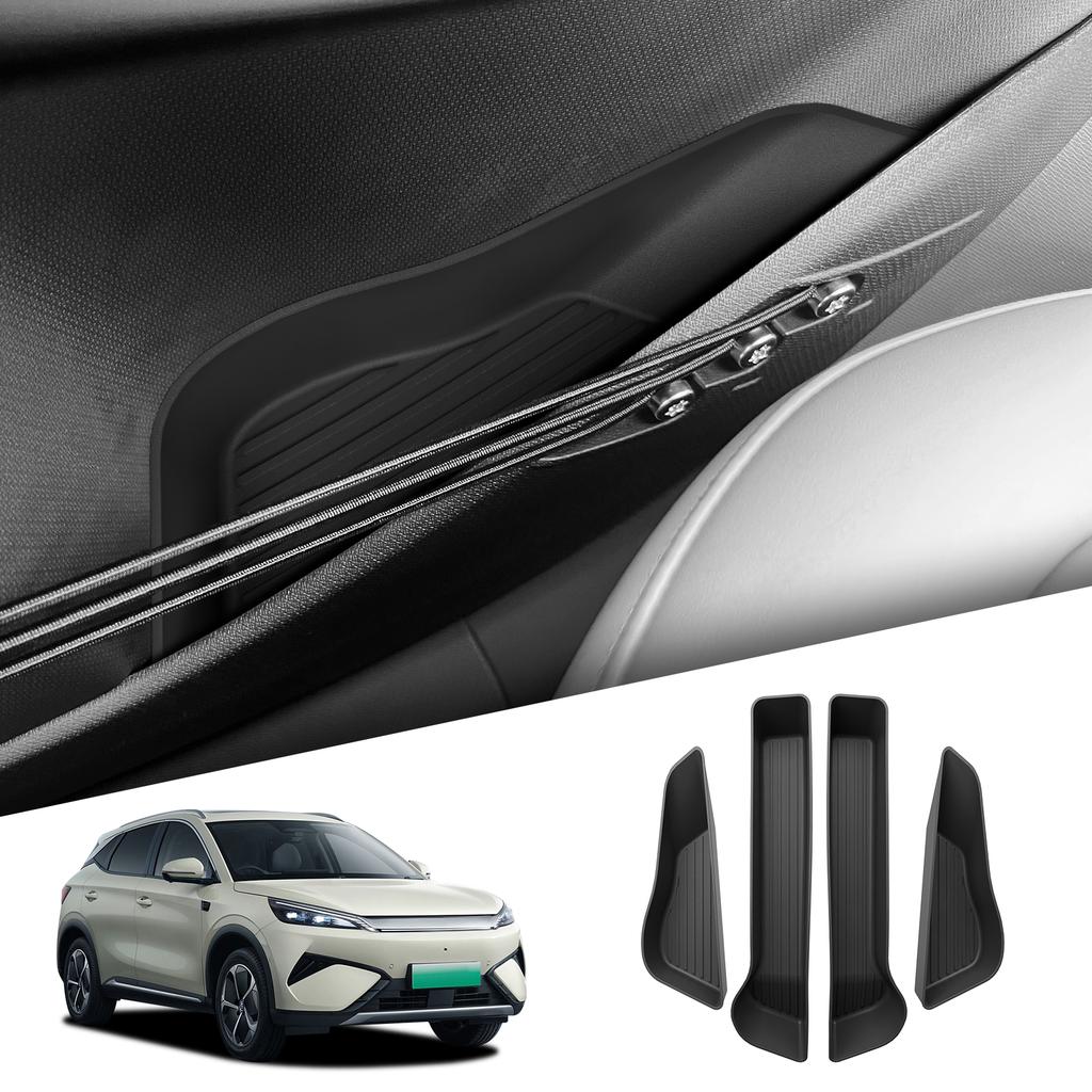 SMABEE for BYD ATTO3 ATTO 3 YUAN PLUS 2025 2026 Car Door Handle Storage Box Front Rear Door Storage Tray Organizer TPE Black