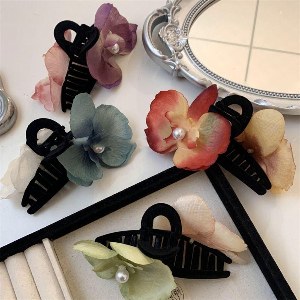 

Pink Orchid Flower Hair Claw Pearl Bohemia Hair Crab Clip Sweet Orchid Hair Claw Beach