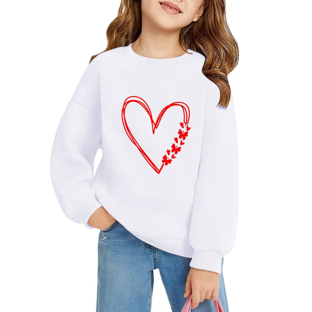 Dziewczęce Swetry z Okrągłym Dekoltem Dla Dzieci Z Nadrukiem Koszulki dla Niemowląt Walentynki