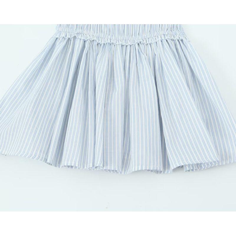 Kaslead New Arrival Women's Clothing Fashion Style Minimalist French Crimp Stripes off Shoulder Sexy Short Dress