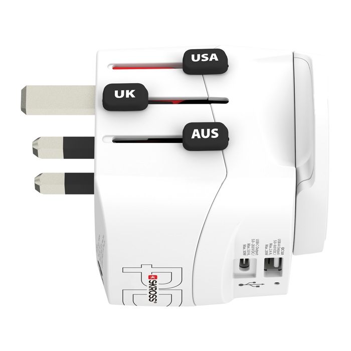 Adaptateur de voyage - skross - pro light - 2 usb - universel - 200 destinations