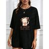 Camiseta Gráfica Linda de Gato K Pop And Chill Blanca Gato de Dibujos Animados Con Auriculares y Estampado de Rosquilla Para Ropa Casual y Amantes de la Música