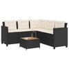 Vidaxl Garden Corner Sofa With Cushions And Table, Pe Rattan, Black