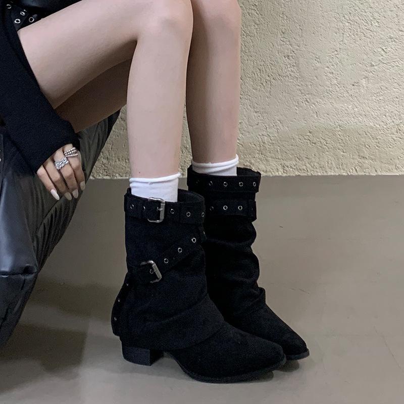 Ботильоны Сапоги Сезонные Сапоги на Каблуке Короткие Сапоги Рыцарские Сапоги Ковбойские Сапоги Ботинки Мартинсы 35