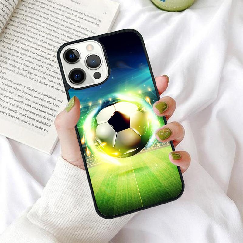 Fire Football Phone Case for iPhone 17 Air 16 Coque 15 14 12 13 PLUS 11 PRO MAX Back Cover Fundas Shell