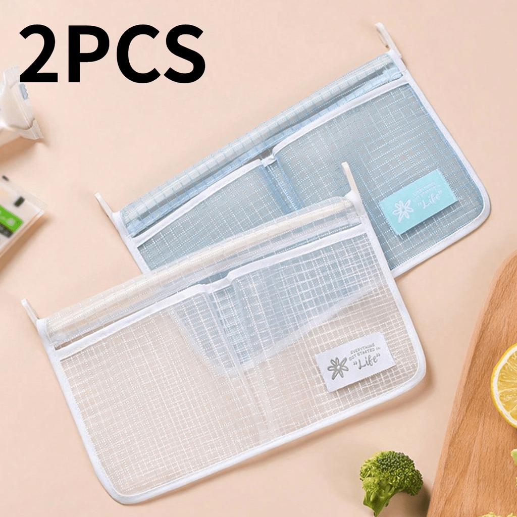 2PCS Refrigerator Storage Mesh Bag Hanging Net Pouch Fridge Categorized Storage Bags Washable Kitchen Sauce Packet Organizer