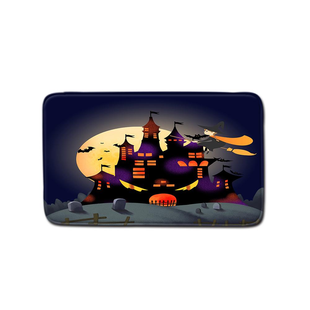 Halloween Shower Curtain Floor Mat Combination Four-Piece Set Bathroom Toilet Carpet Shower Room Foot Mat