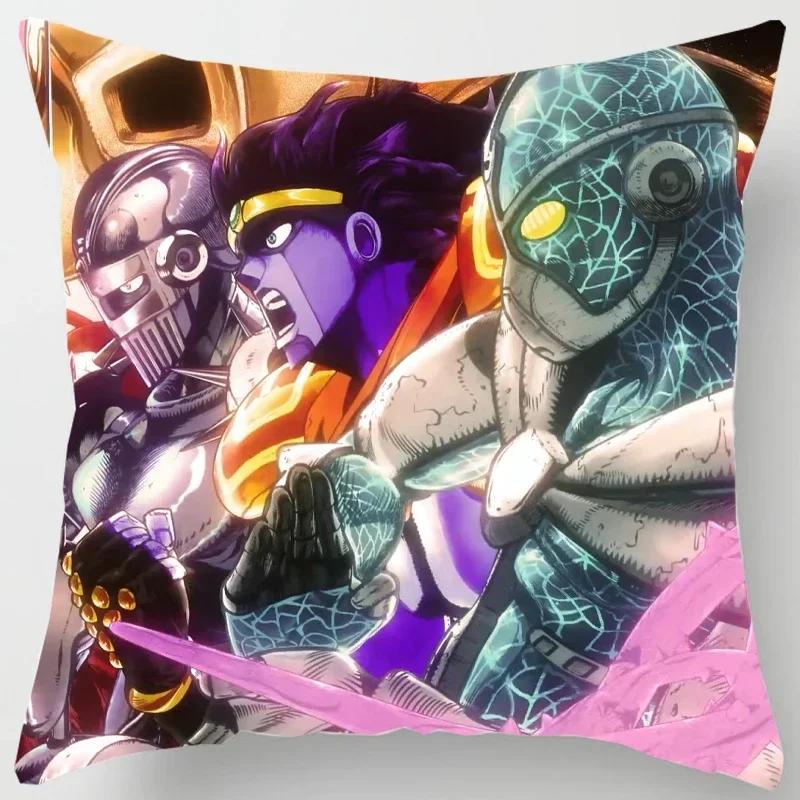 Anime Jojo Bizarre Adventure Jotaro Cushion Cover For Sofa Home Decorative Throw Pillow Cover Polyester Pillowcase Support