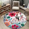 Bohemian Round Skull Multicolor Area Rug, Non-Slip Floor Mat for Kitchen