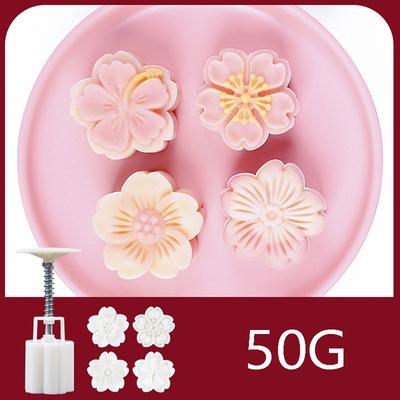 4 Pièces/Ensemble Moule à Gâteau de Lune Moule Fleur de Cerisier 3D Pression Manuelle Outils de Pâtisserie