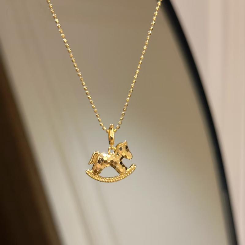 Collier Pendentif Poney Exquis Tendance Pour Femme Girly Polyvalent Chaîne Clavicule Nouveauté Accessoires Bijoux Cadeau Année du Cheval