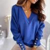2026 Loose Women's Clothing Pullovers Jumpers Spring Autumn New Casual Loose Solid Button V-Neck Long Sleeve for Women Sweaters