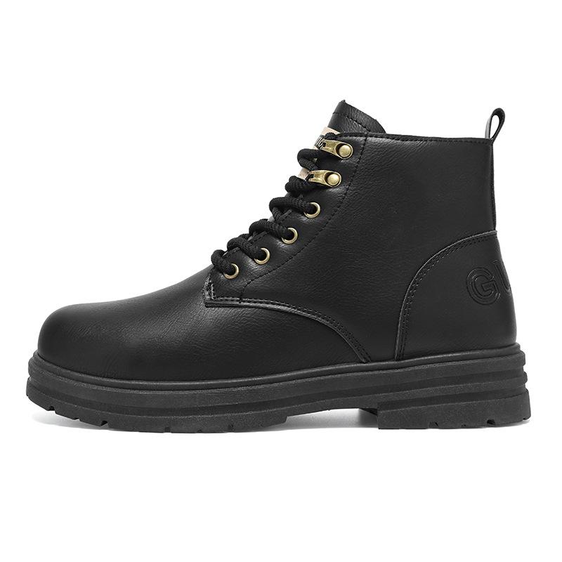 Martin Boots Men's Winter New Warm Men's Shoes British Style Retro Leather Boots Men's Velvet Warm High-top Cotton Shoes
