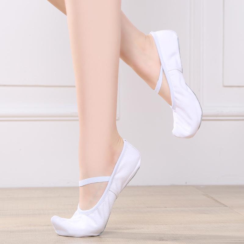 White Soft Sole Korean Hook Dance Shoes for Ethnic Performances - Flat Heel Practice Shoes