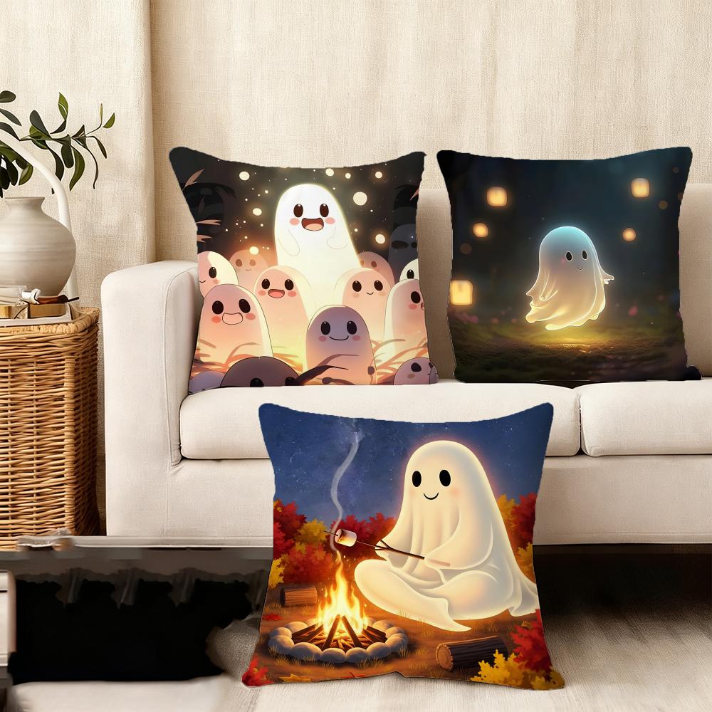 Ghost Cute Cushion Cover Plush Fabric Soft DoubleSided Printed Sofa Warm Winter Home Child Gift Pillow Case