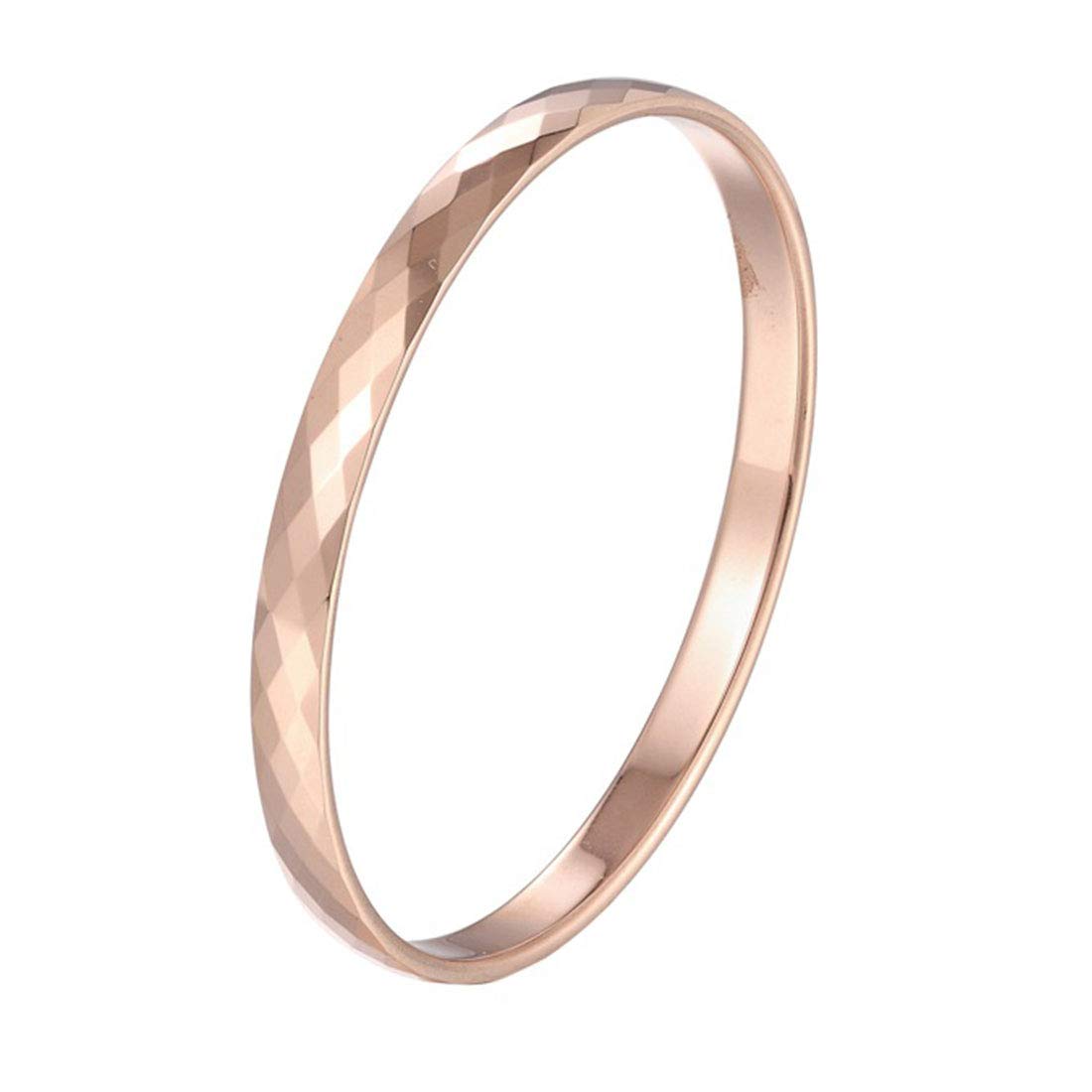 

Rockyu Bracelet Bangle for Women Pink Gold 18k Tungsten Bracelet Width 6mm Diameter 62mm Simple Fashion Unisex Accessories
