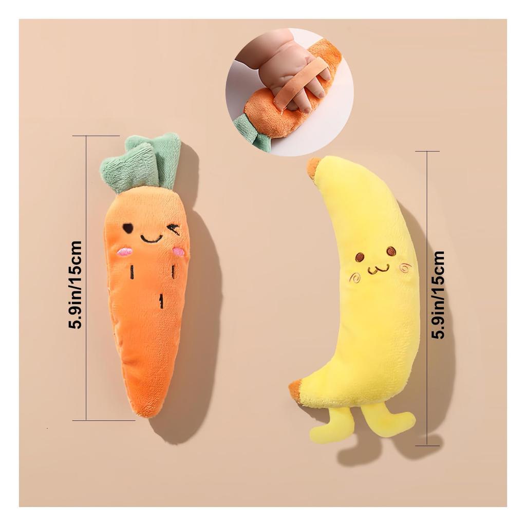 Baby Toys for 0-Year-Olds: Carrot and Banana Toy, Anti-Moro Reflex Rattle, Plush Toy, Grip Toy, Banana and Carrot Set (Radish + Banana)
