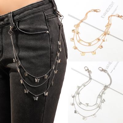 Punk Street Butterfly Belt Waist Pants Chain Multi Layer HipHop Hook Keychain Multi Layer Jewelry