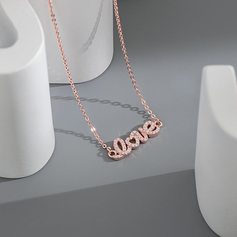 Qixi Festival Gift Necklace Female, Original Design Personalized Letter Pendant Love LOVE Necklace