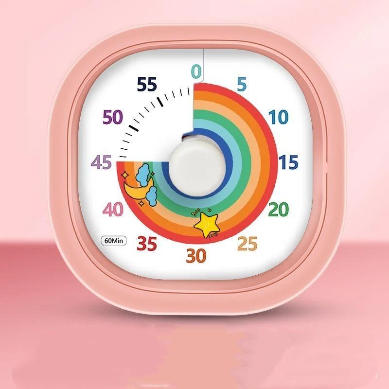 Silent Visual Time Tracker with Soft Night Light Non-Ticking Stopwatch for Classroom Home Kitchen School Baking Kids Learning