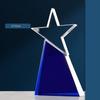 Customized Transparent Blue Crystal Medal, Creative Pentagram Outstanding Staff Awards, Customized Lettering Crystal Trophy, 1Pc