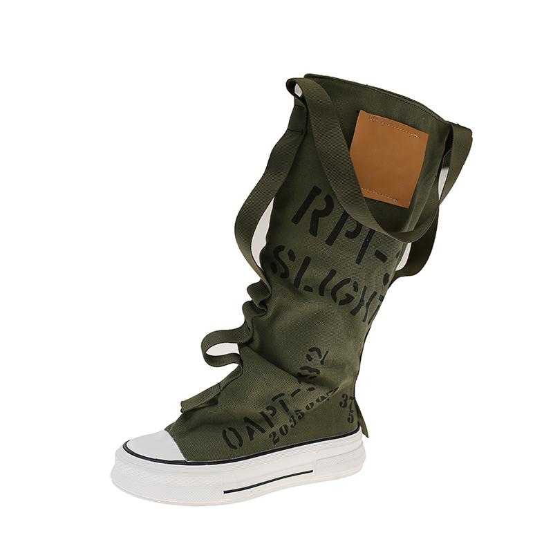 

Platform Long-thigh Boots 2025 New Fashionable and Versatile Design Sense Niche High-top Stacking Board Shoes 38 армія зелений колір