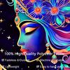 2D Vibrant Moon Goddess Tapestry, Floral Starry Night Wall Tapestry, Bohemian Aesthetic Home Decor