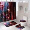 Tenda Doccia Galassia Viola Set Tappetino Antiscivolo Copri Sedile WC Tappetino Bagno Spazio Stellato Tenda Doccia Nebulosa Universo Set Bagno