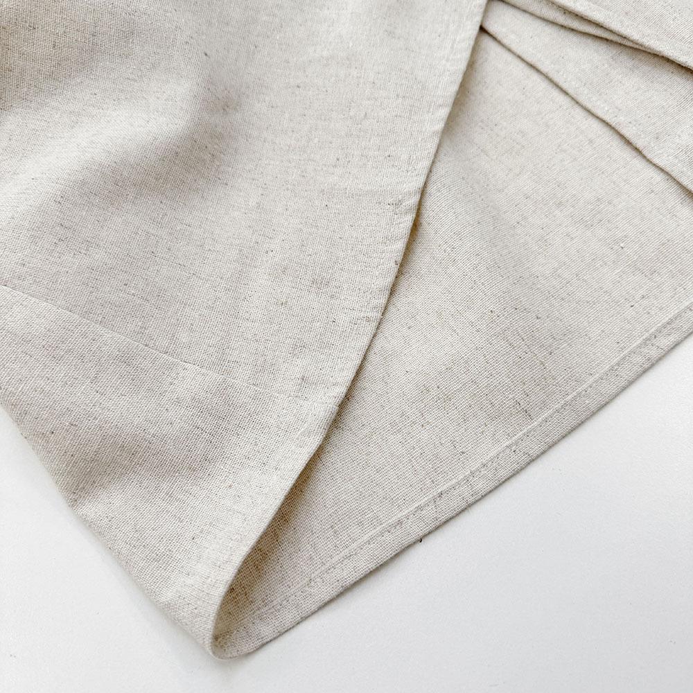 French Style Casual Autumn New Fashion Cotton Linen Set V-Neck Puff Sleeve Top Shorts Two-Piece Set