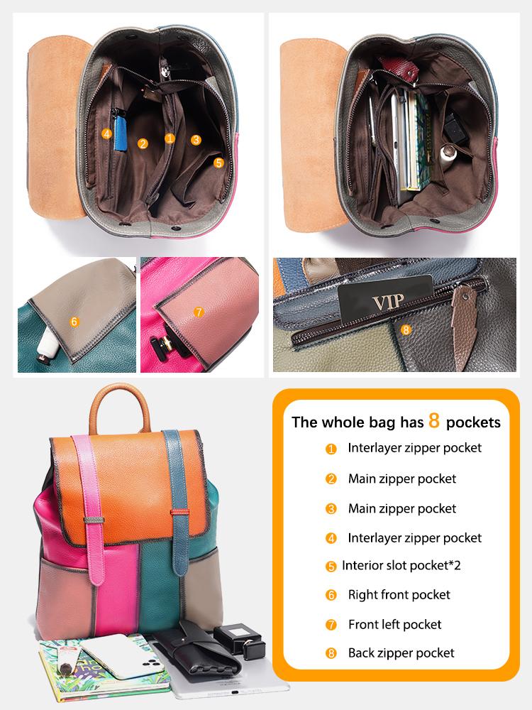 Zency Women's Stylish Genuine Leather Backpack Large Capacity Rucksack For Ladies