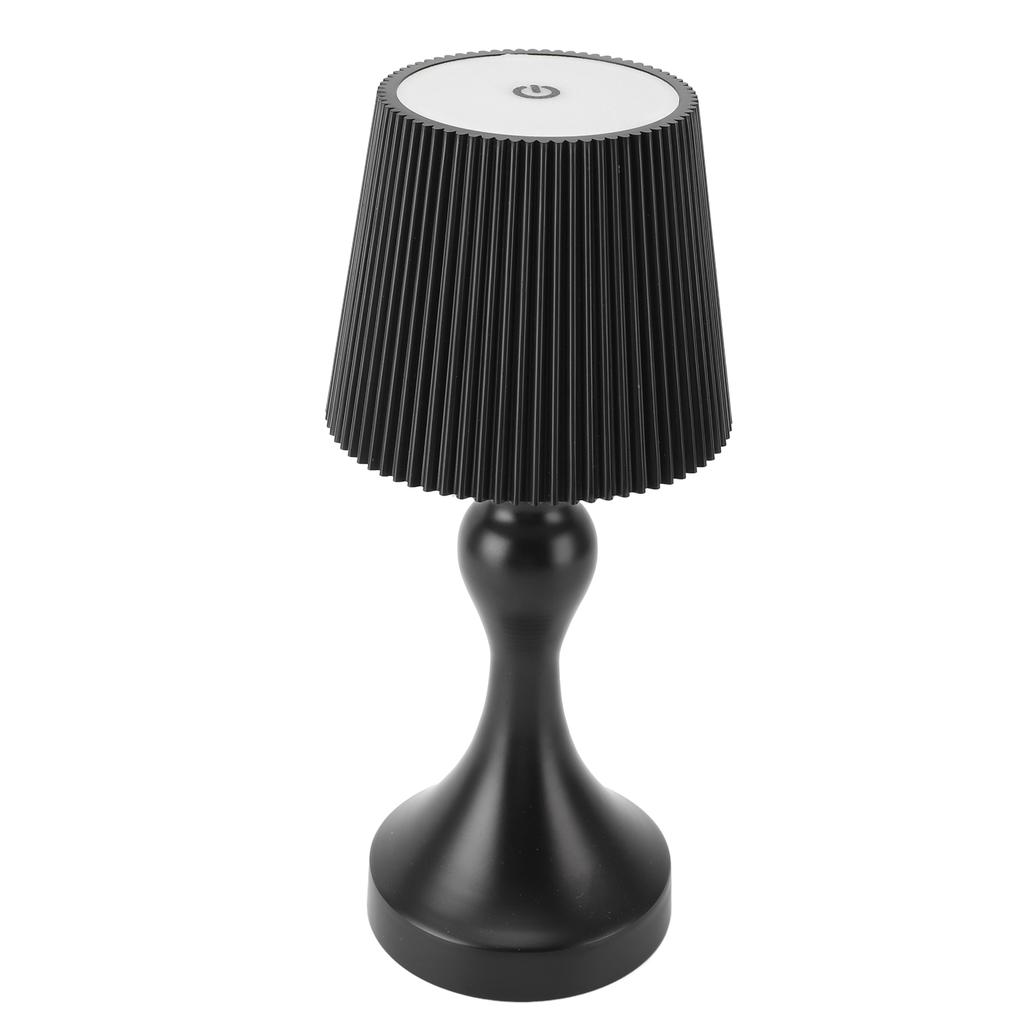 LED Cordless Table Lamp Iron Plastic Pleated Touch Control Stepless Dimmable USB Rechargeable Nightstand Lamp for Bedroom Bar