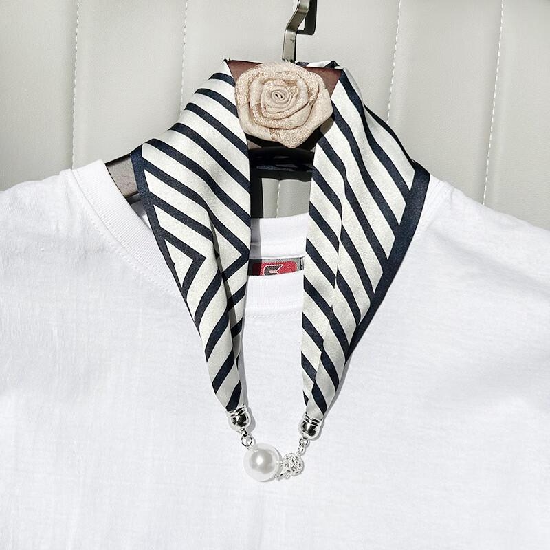 Magnetic Pearl Buckle Silk Scarf