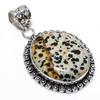 Dalmation Jasper Gemstone 925 Sterling Silver Jewelry Pendant 1.89" SU-10686