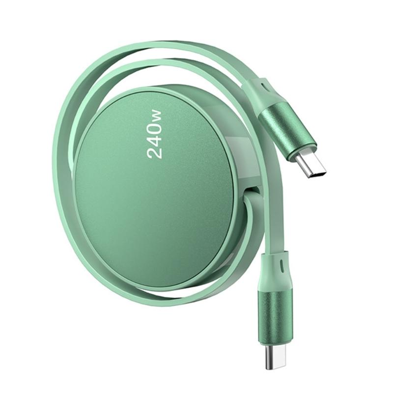 Кабель USB C, 240 Вт Выдвижной кабель USB C - USB C для быстрой зарядки, 480 Мбит/с Передача данных Кабель для зарядки и передачи данных Type C