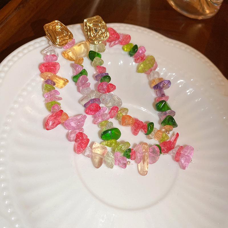 Atmosphere Silver Needle Flower Tassel Earrings - Elegant Studs for Women