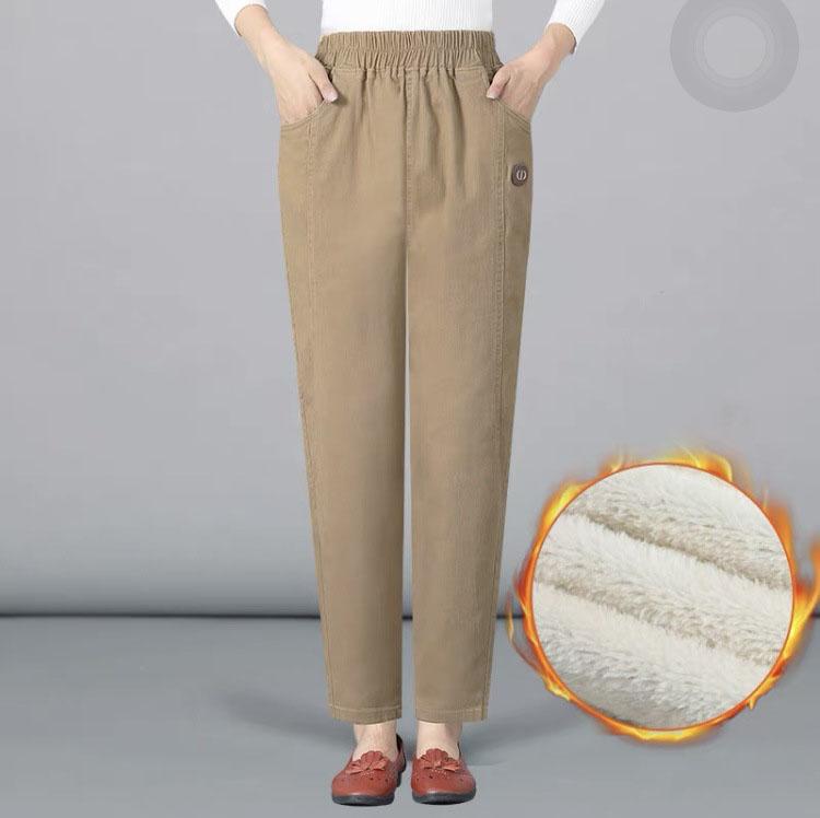 Women's Winter Warm Loose Casual Pants Large Size Lace-up Pants Thickened Solid Color Pants