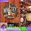 Whisky Round Vintage Metal Tin Sign Metal Sign Plaque for Bar Club Restaurant Cafe with Embossed Edge 30x30cm