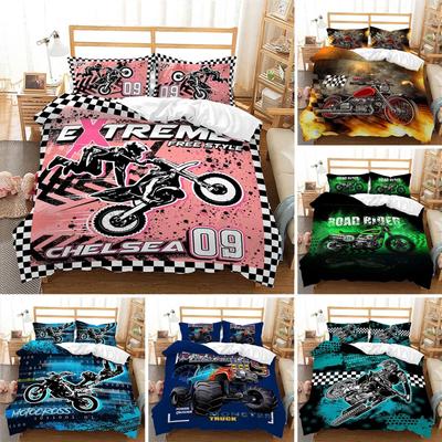 Rennmotorrad König Bettbezug Mikrofaser Extremsport Bettdeckenbezug Cruising Lokomotive Motocross Dirtbike Bettwäscheset